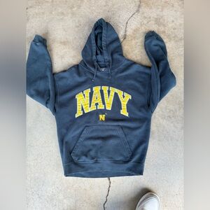 J. America Dark Blue Hoodie with Yellow Accents